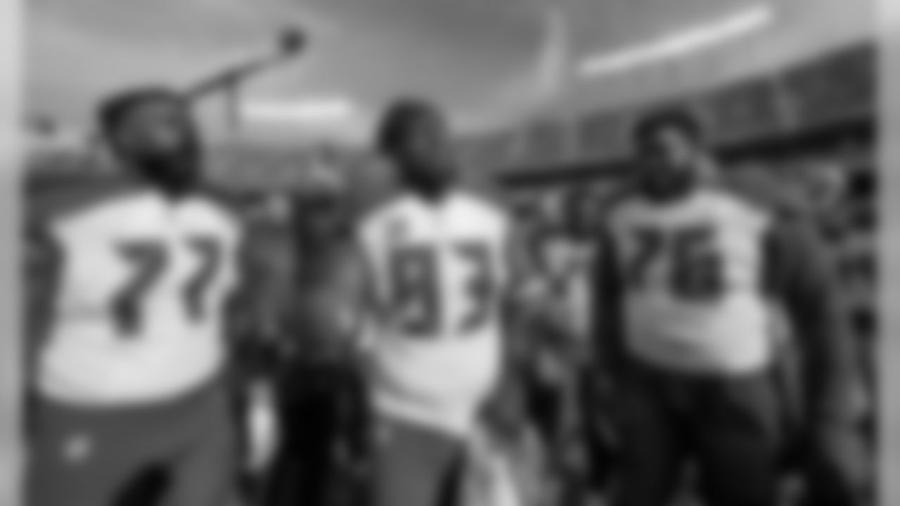 77 OL Caleb Benenoch, #93 DT Gerald McCoy, and #76 OT Donovan Smith