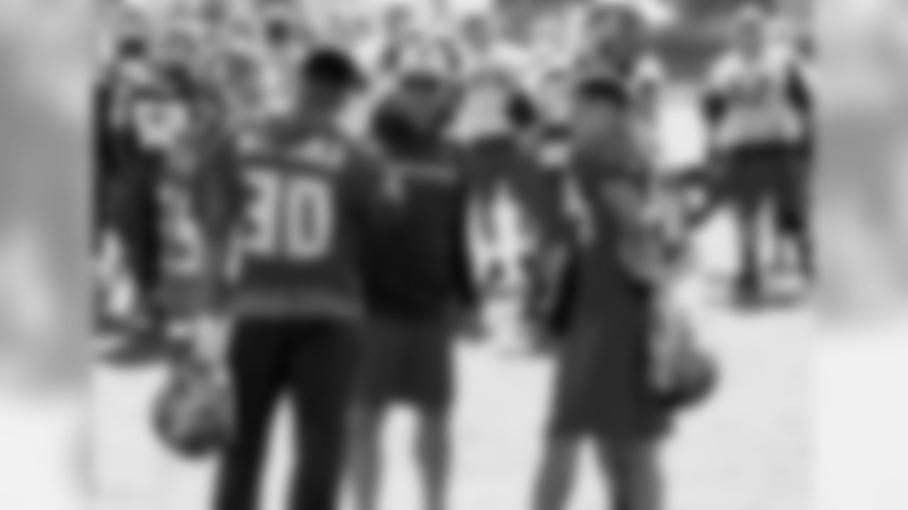 30 S Bradley McDougald, Secondary Coach Jon Hoke and #24 CB Brent Grimes