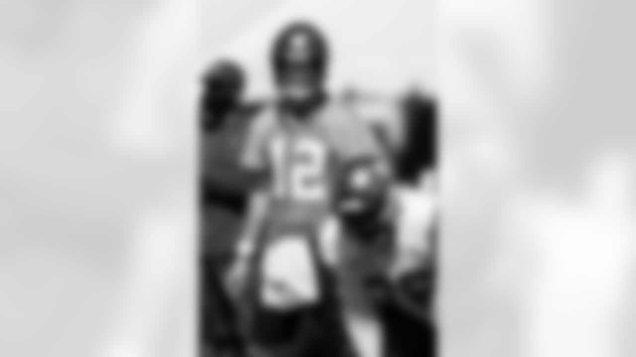 TAMPA, FL- OCTOBER 15, 2020 - Quarterback Tom Brady #12 of the Tampa Bay Buccaneers during practice at AdventHealth Training Center. Photo By Tori Richman/Tampa Bay Buccaneers