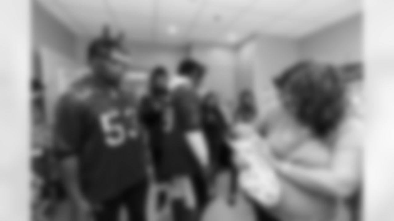 ST. PETERSBURG FL - December 13, 2022 - Inside Linebacker Olakunle Fatukasi #53 of the Tampa Bay Buccaneers during the Rookie Club visit to Johns Hopkins All Children's Hospital. Photo By Tori Richman/Tampa Bay Buccaneers