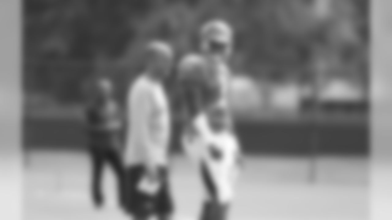 Jameis Winston and Quarterbacks Coach Mike Bajakian at practice on Wednesday.