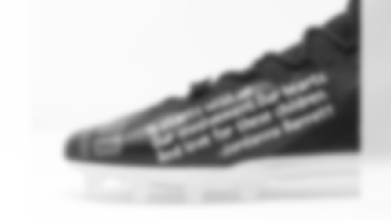 TAMPA, FL - November 18, 2021 - Outside Linebacker Shaquil Barrett #58 of the Tampa Bay Buccaneers' cleats for 2021 My Cause My Cleats. Photo By Kyle Zedaker/Tampa Bay Buccaneers