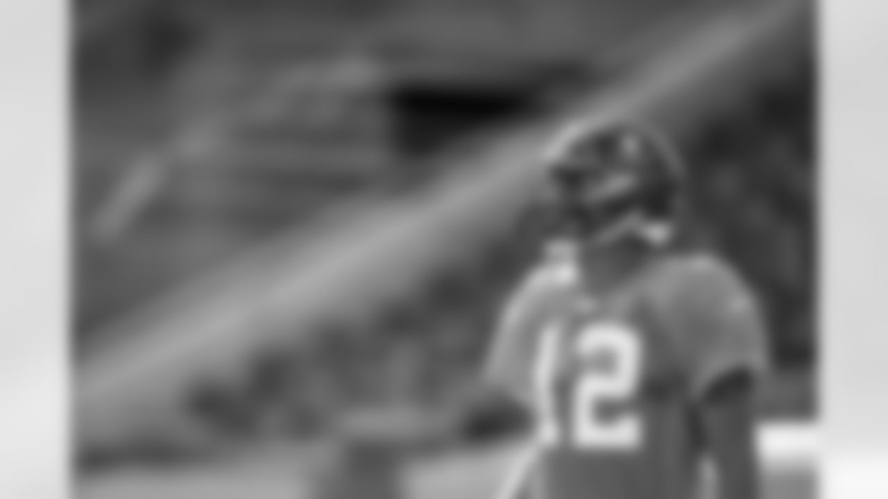 TAMPA, FL - AUGUST 28, 2020 - Quarterback Tom Brady #12 of the Tampa Bay Buccaneers during day 22 of 2020 Training Camp practice at Raymond James Stadium. Photo By Kyle Zedaker/Tampa Bay Buccaneers
