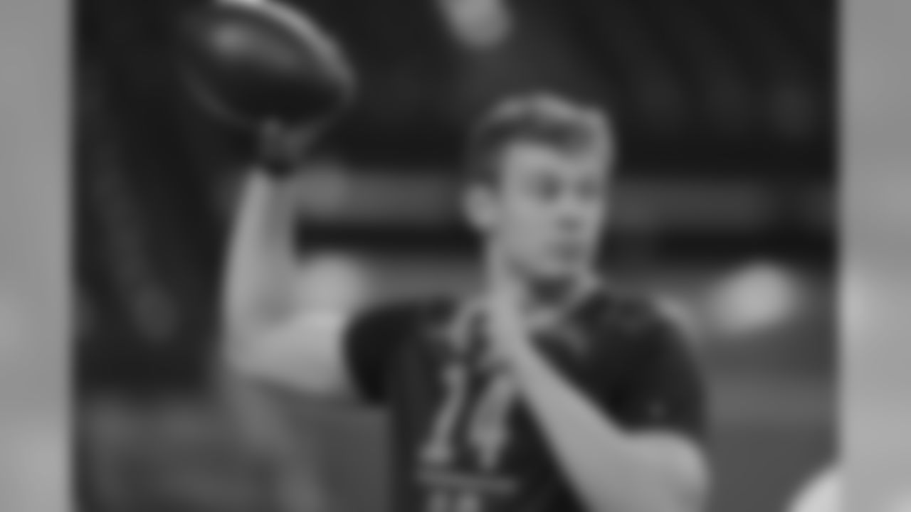 North Dakota State quarterback Easton Stick participates in the NFL football scouting combine in Indianapolis, Thursday, Feb. 28, 2019. (AP Photo/AJ Mast)