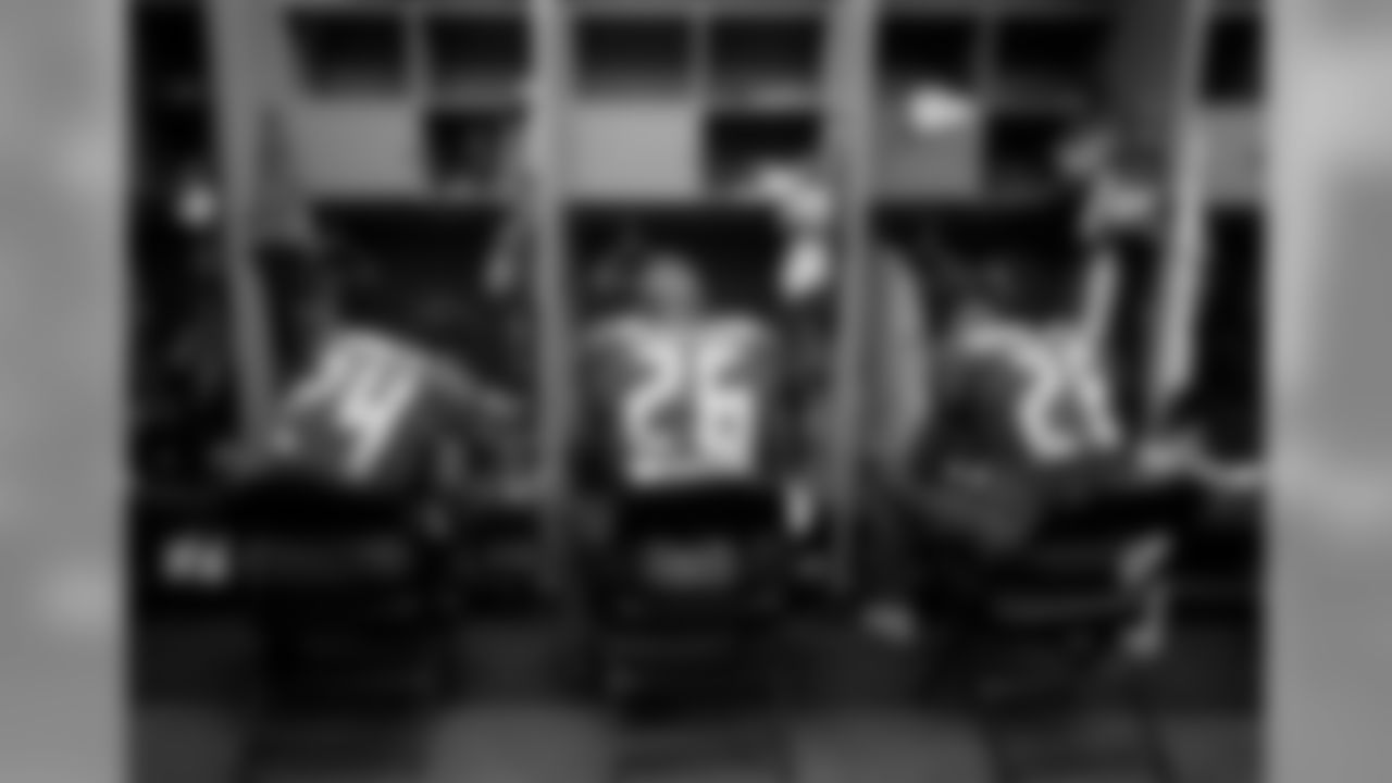 24 CB Brent Grimes, #26 CB Josh Robinson, and #28 CB Vernon Hargreaves
