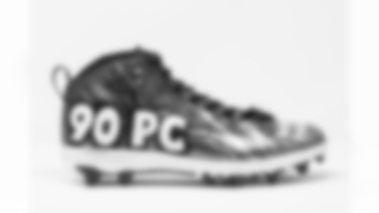 TAMPA, FL - DECEMBER 05, 2020 - Outside Linebacker Jason Pierre-Paul #90 of the Tampa Bay Buccaneers' cleats for My Cause My Cleats. Photo By Kyle Zedaker/Tampa Bay Buccaneers