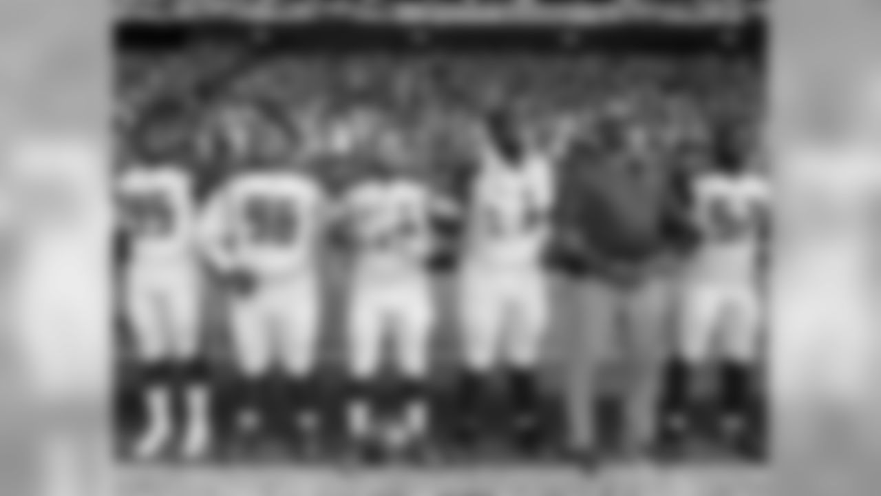 DE Ryan Russell, DT Sealver Siliga, TE Alan Cross, DT Gerald McCoy, D-Line Coach Jay Hayes, and DE Noah Spence