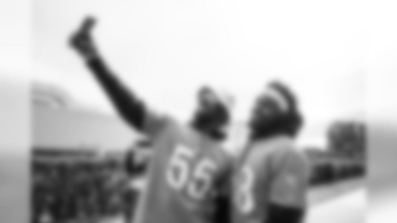 ORLANDO, FL - JANUARY 22, 2020 - Outside Linebacker Shaquil Barrett #58 of the Tampa Bay Buccaneers and Chandler Jones of the Arizona Cardinals after practice at the 2020 Pro Bowl. Photo By Kyle Zedaker/Tampa Bay Buccaneers