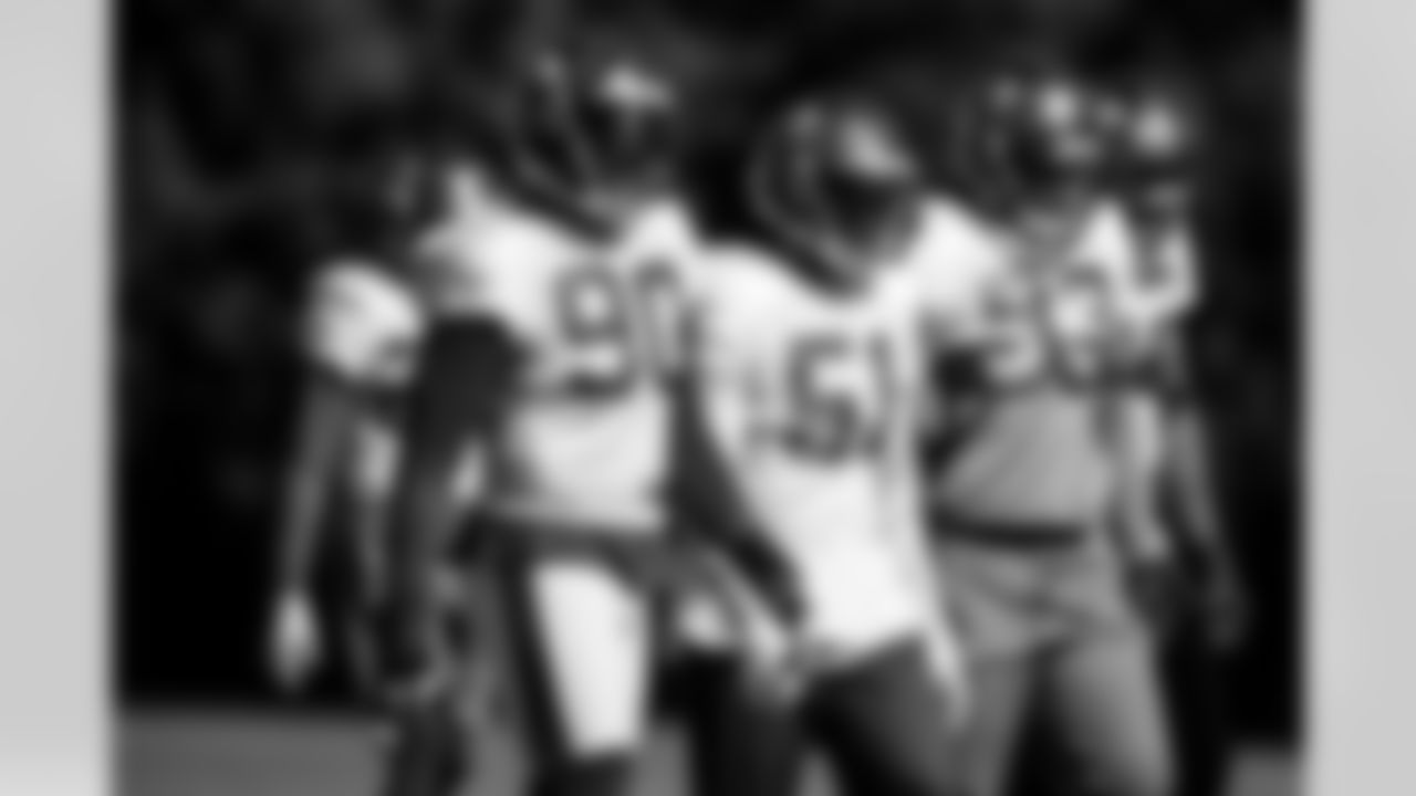 TAMPA, FL - DECEMBER 09, 2020 - Outside Linebacker Jason Pierre-Paul #90, Inside Linebacker Kevin Minter #51, and Defensive Tackle Ndamukong Suh #93 of the Tampa Bay Buccaneers during practice at AdventHealth Training Center. Photo By Kyle Zedaker/Tampa Bay Buccaneers