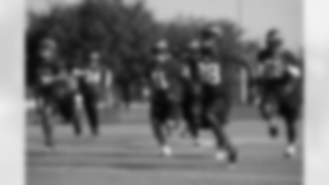 During a defense-only drill, the players have to sprint to the end zone after a turnover is simulated