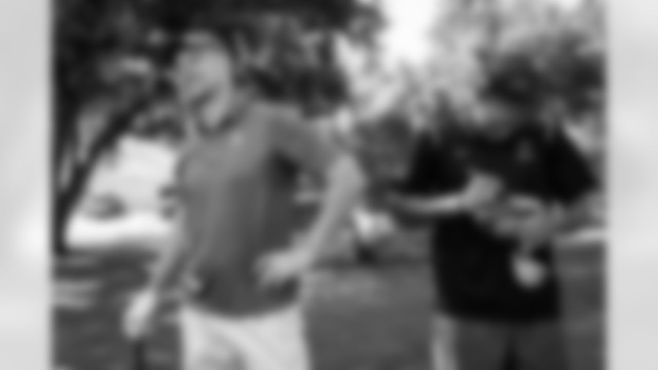 VALRICO, FL - JUNE 11, 2021 - Tight End Tanner Hudson #88, and Wide Receiver Justin Watson #17 of the Tampa Bay Buccaneers during the Mike Evans Family Foundation Celebrity Golf Tournament at River Hills Country Club. Photo By Tori Richman/Tampa Bay Buccaneers