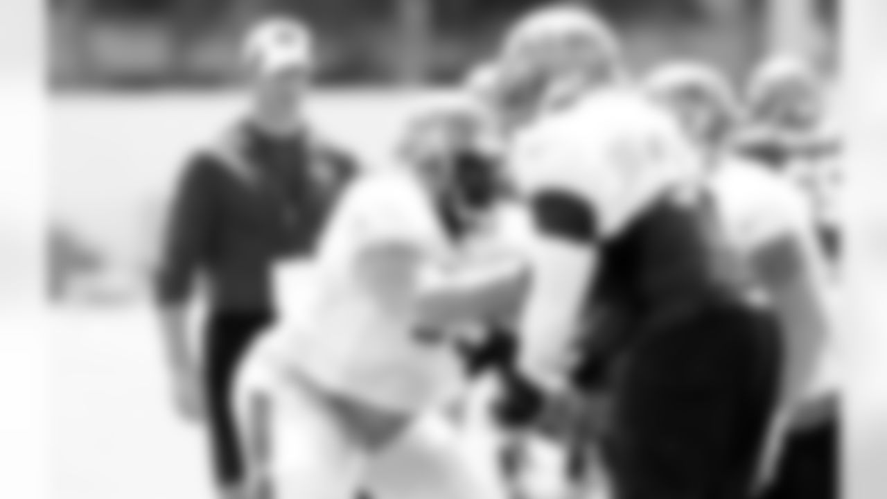 Offensive Line Coach Bob Bostad during practice.