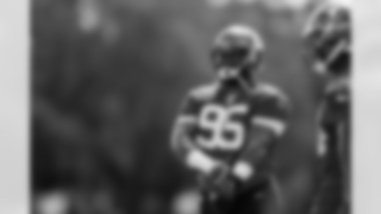 TAMPA, FL - May 24, 2023 - Defensive Lineman Deadrin Senat #95 of the Tampa Bay Buccaneers during OTAs at AdventHealth Training Center. Photo By Tori Richman/Tampa Bay Buccaneers