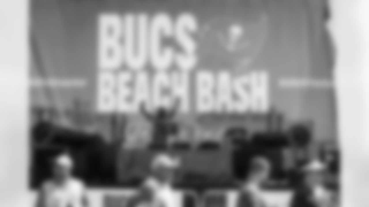 CLEARWATER, FL - September 10, 2023 - DJ Ekin during the 2023 Bucs Beach Bash Watch Party at TradeWinds Island Resorts. Photo By Doug DeFelice/Tampa Bay Buccaneers