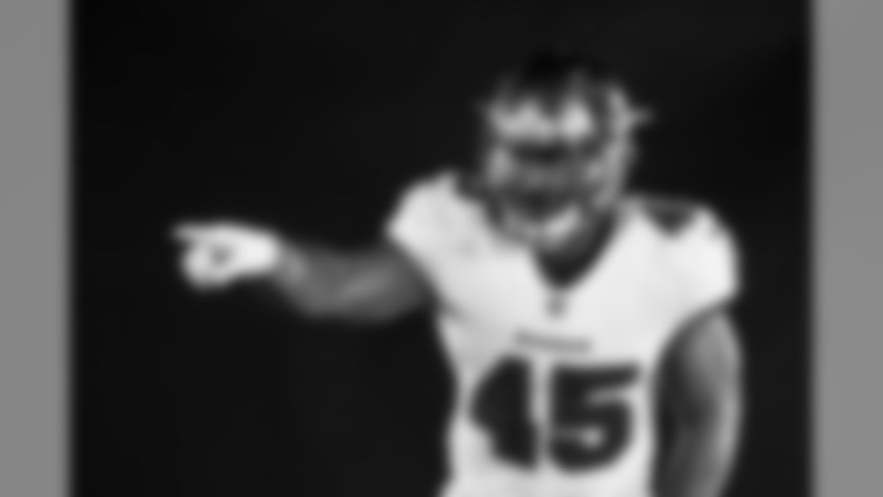 TAMPA, FL - Inside Linebacker Devin White #45 in the Buccaneers' new, white uniform. Photo by Tampa Bay Buccaneers