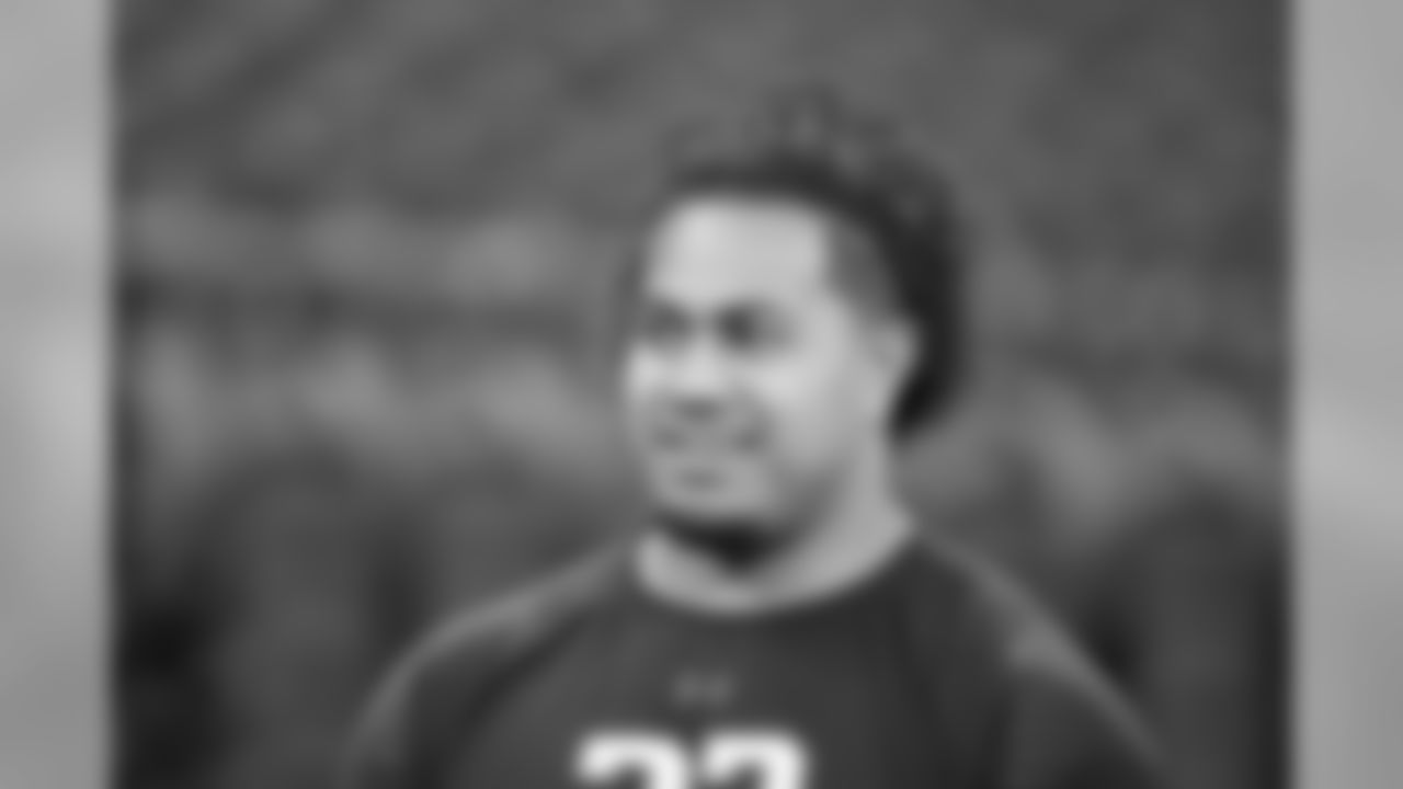 Washington defensive lineman Vita Vea is seen at the 2018 NFL Scouting Combine on Sunday, March 4, 2018, in Indianapolis. (AP Photo/Gregory Payan)
