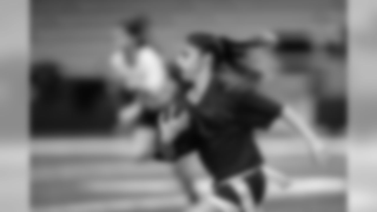 TAMPA, FL - FEBRUARY 26, 2020 - Female athletes compete on Day 1 of the 2020 Girls Flag Football Preseason Classic at AdventHealth Training Center. Photo By Kyle Zedaker/Tampa Bay Buccaneers