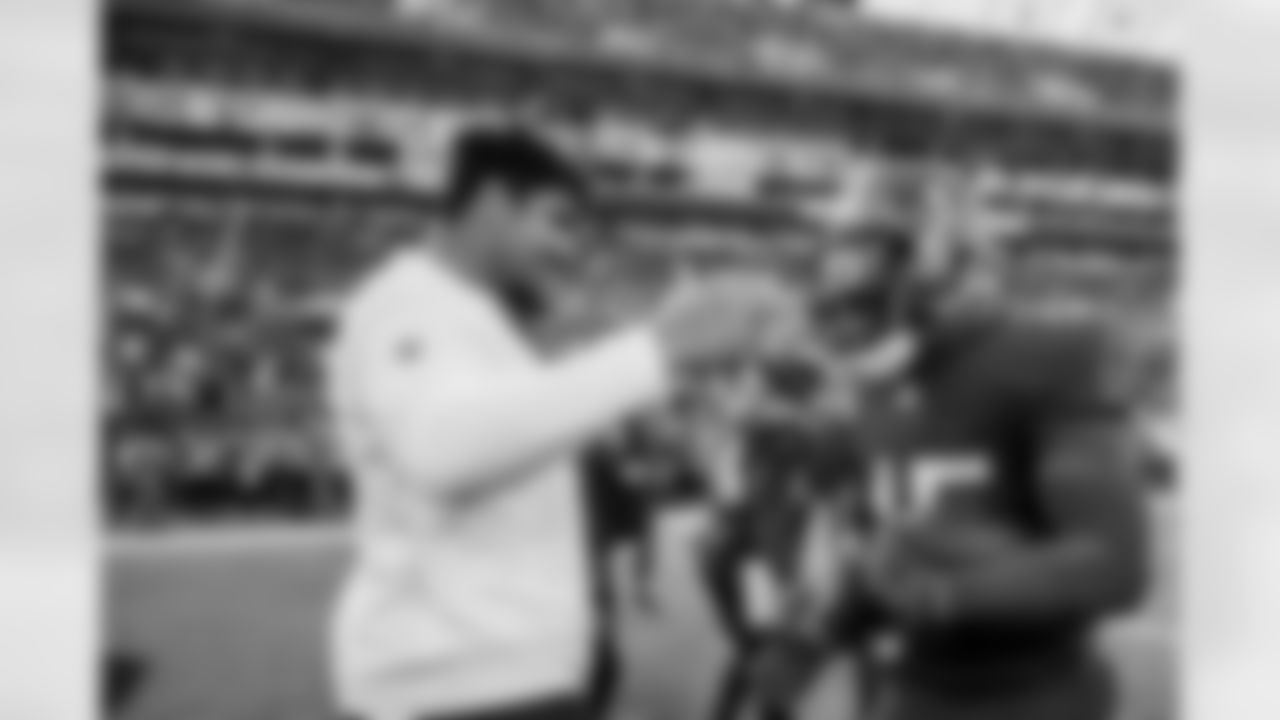 TAMPA, FL - December 18, 2022 - Tackle Tristan Wirfs #78 and Inside Linebacker Devin White #45 of the Tampa Bay Buccaneers before the game between the Cincinnati Bengals and Tampa Bay Buccaneers at Raymond James Stadium. The Buccaneers lost the game, 34-23. Photo By Tori Richman/Tampa Bay Buccaneers