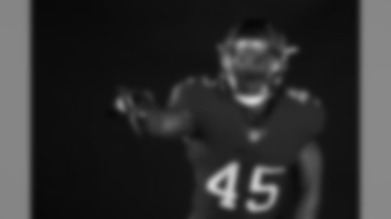 TAMPA, FL - Inside Linebacker Devin White #45 in the Buccaneers' new, red and pewter uniform combination. Photo by Tampa Bay Buccaneers