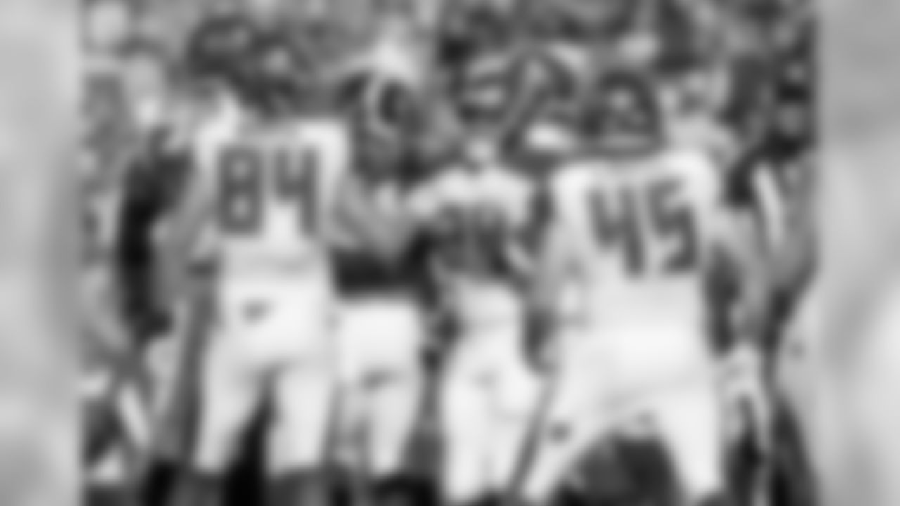 69 OT Demar Dotson, #84 TE Cameron Brate, #34 RB Charles Sims, and #45 TE Alan Cross