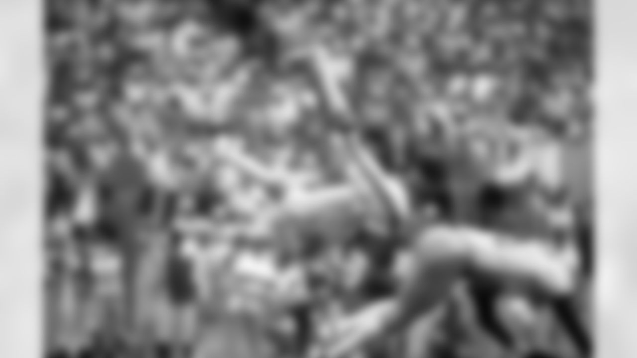 Game 1: Wide receiver Gerald Carter (#87) is tackled as the Bucs lose to the Detroit Lions 11-0 at Tampa Stadium. (9/4/1983)...