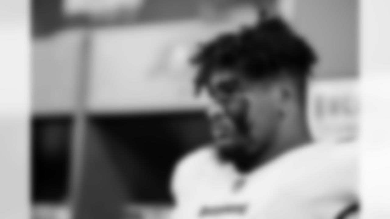 TAMPA, FL - January 16, 2023 - Tackle Tristan Wirfs #78 of the Tampa Bay Buccaneers before the NFC Wild Card game between the Dallas Cowboys and Tampa Bay Buccaneers. The Bucs lost the game, 31-14. Photo By Kyle Zedaker/Tampa Bay Buccaneers