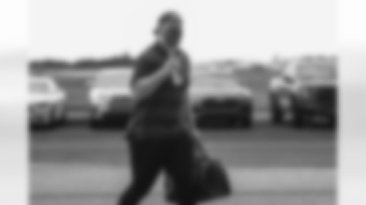 TAMPA, FL- SEPTEMBER 12, 2020 - Guard Alex Cappa #65 of the Tampa Bay Buccaneers departs for the game between the Tampa Bay Buccaneers and the New Orleans Saints at Tampa International Airport. Photo By Kyle Zedaker/Tampa Bay Buccaneers