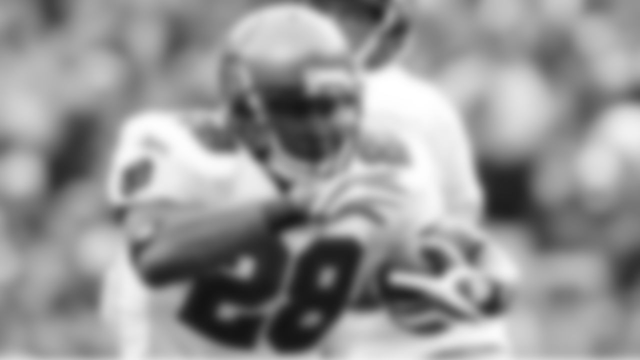 28 RB Derrick Ward picks up 7 yards on a rush
