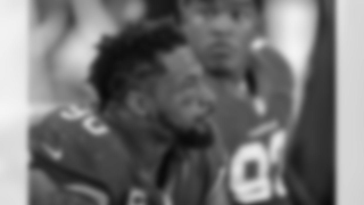 DT Darnell Dockett sits on the bench during the Falcons game.