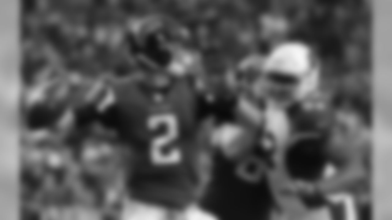 DT Calais Campbell puts the pressure on Falcons QB Matt Ryan
