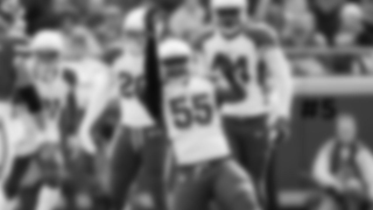 5. DE Chandler Jones celebrates one of his two sacks on the day