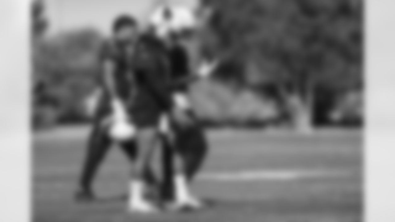 Arizona Cardinals quarterback Kyler Murray (1) and Arizona Cardinals wide receiver Marquise "Hollywood" Brown (2) during practice at the Dignity Health Sports Complex on Friday, November 25, 2022 in Tempe, AZ.