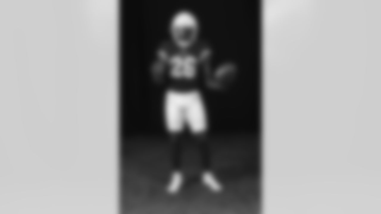 Arizona Cardinals running back Eno Benjamin (26) poses for a photo during Cardinals Media Day on Monday, June 13, 2022 in Tempe, AZ.