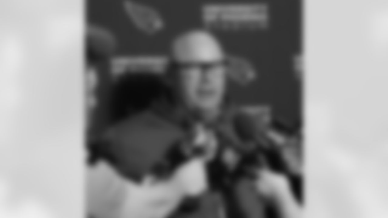 Coach Bruce Arians talks to the media