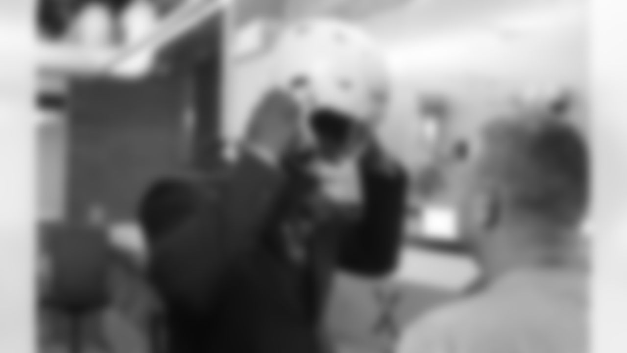 Trying on a helmet
