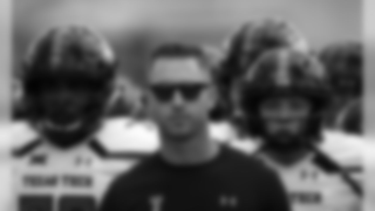 Texas Tech head coach Kliff Kingsbury before an NCAA college football game against Kansas in Lawrence, Kan., Saturday, Oct. 7, 2017.