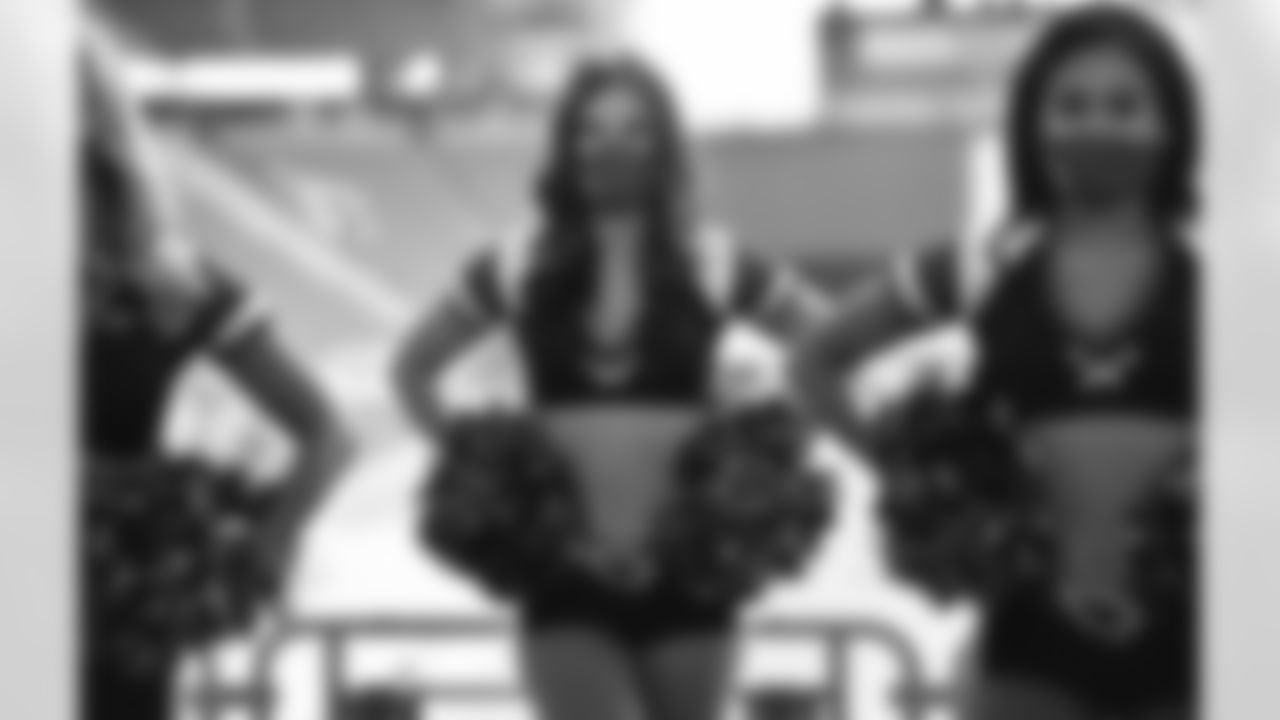 Images of the Cardinals cheerleaders during the "Sunday Night Football" matchup against Seattle at State Farm Stadium.