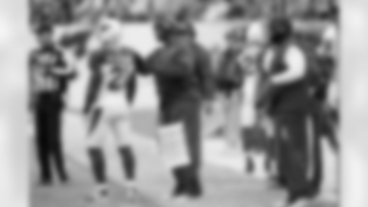 Defensive coordinator Todd Bowles and cornerback Patrick Peterson against the Eagles.