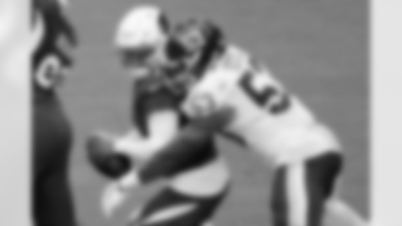 Cardinals quarterback Kyler Murray (1) is sacked by Washington Football Team inside linebacker Jon Bostic (53).