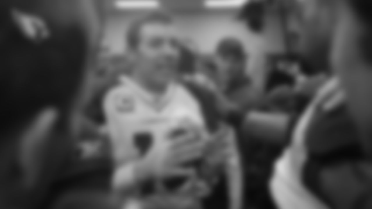QB Kurt Warner in the locker room after the win.