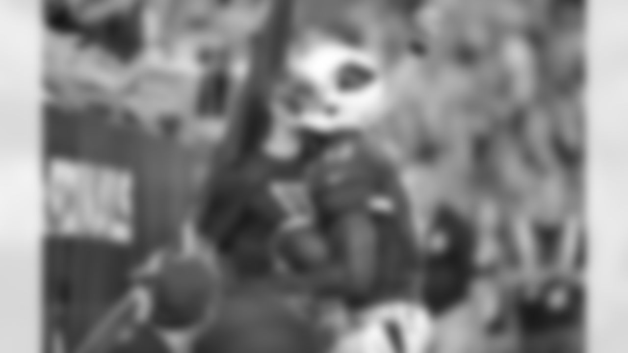 WR Jaron Brown jumps into the crowd after a touchdown