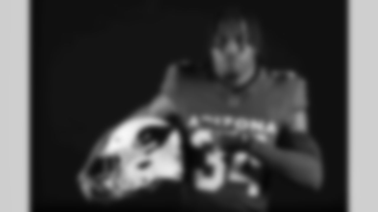 Arizona Cardinals safety Jalen Thompson (34) poses for a photo during a photoshoot for the 2023 Arizona Cardinals Uniforms on Thursday, April 13, 2023.