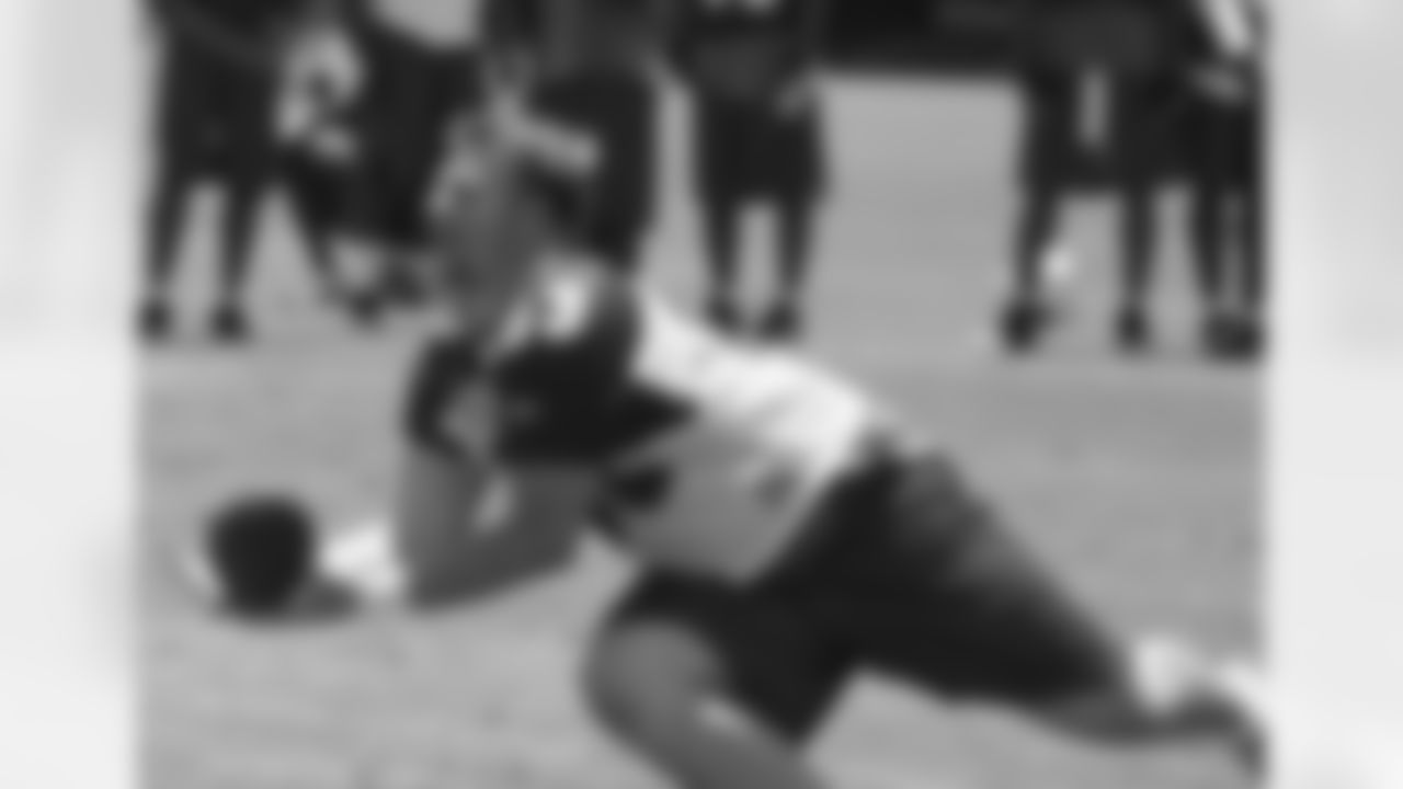 Center Lyle Sendlein makes his o-line mates proud with a diving catch