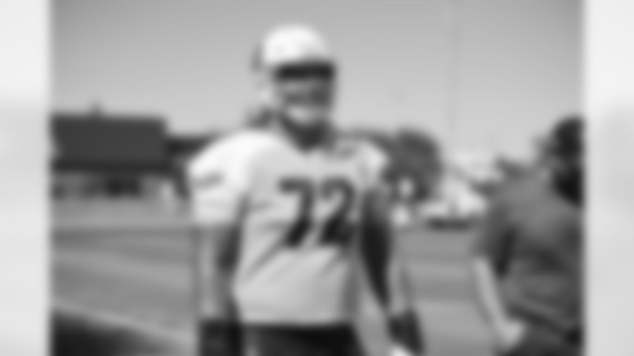 Arizona Cardinals offensive lineman Hjalte Froholdt (72) during practice at the Dignity Health Training Facility on Wednesday, October 11, 2023 in Tempe, AZ.