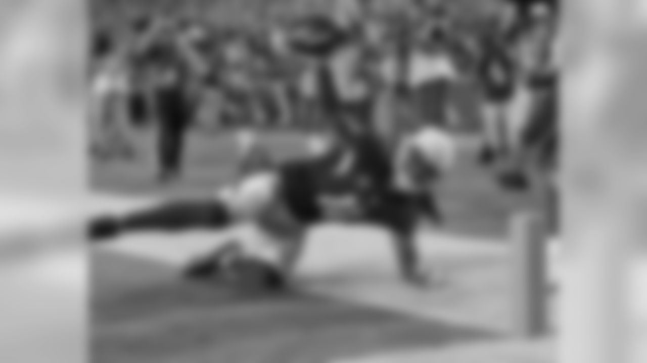 WR Larry Fitzgerald holds on for a touchdown