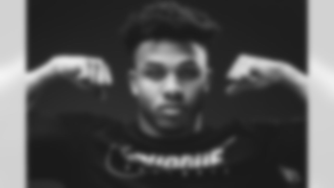 Second-round pick Rondale Moore poses for the camera following his arrival in Arizona.
