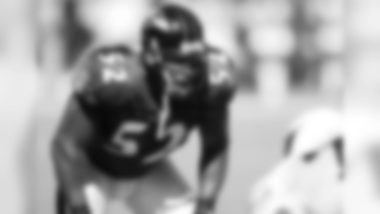 2003: Ravens linebacker Ray Lewis (52) looks into the opposing backfield during an NFL game against the Arizona Cardinals on October 12, 2003.
