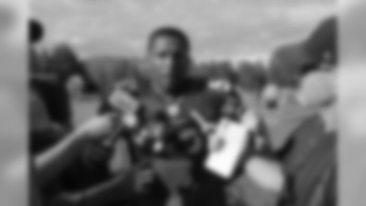 LB Clark Haggans speaks with the media in 2011
