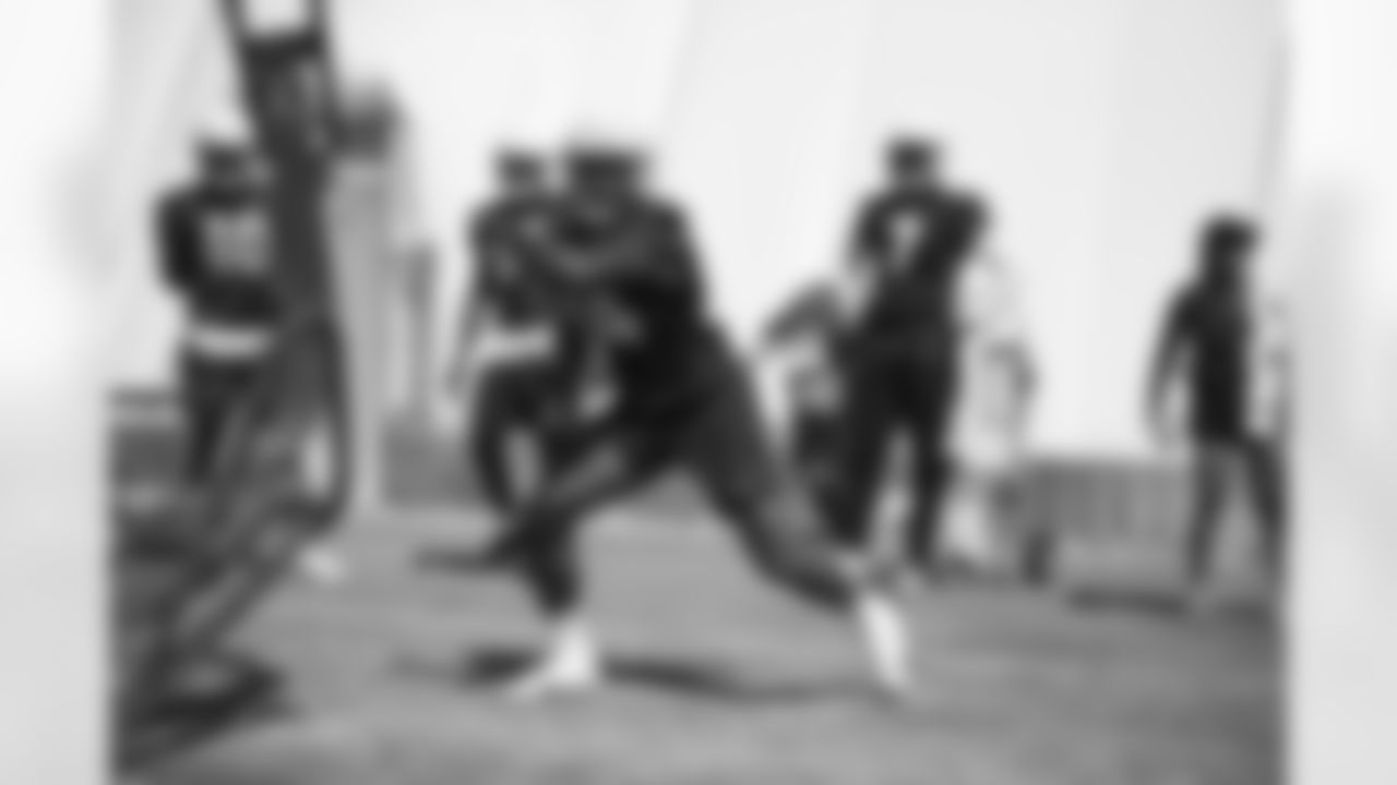 Arizona Cardinals linebacker Owen Pappoe (44) during practice at the Dignity Health Training Facility on Wednesday, September 27, 2023 in Tempe, AZ.