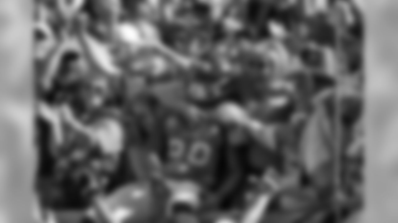 Broncos WR Demaryius Thomas celebrates his first touchdown catch